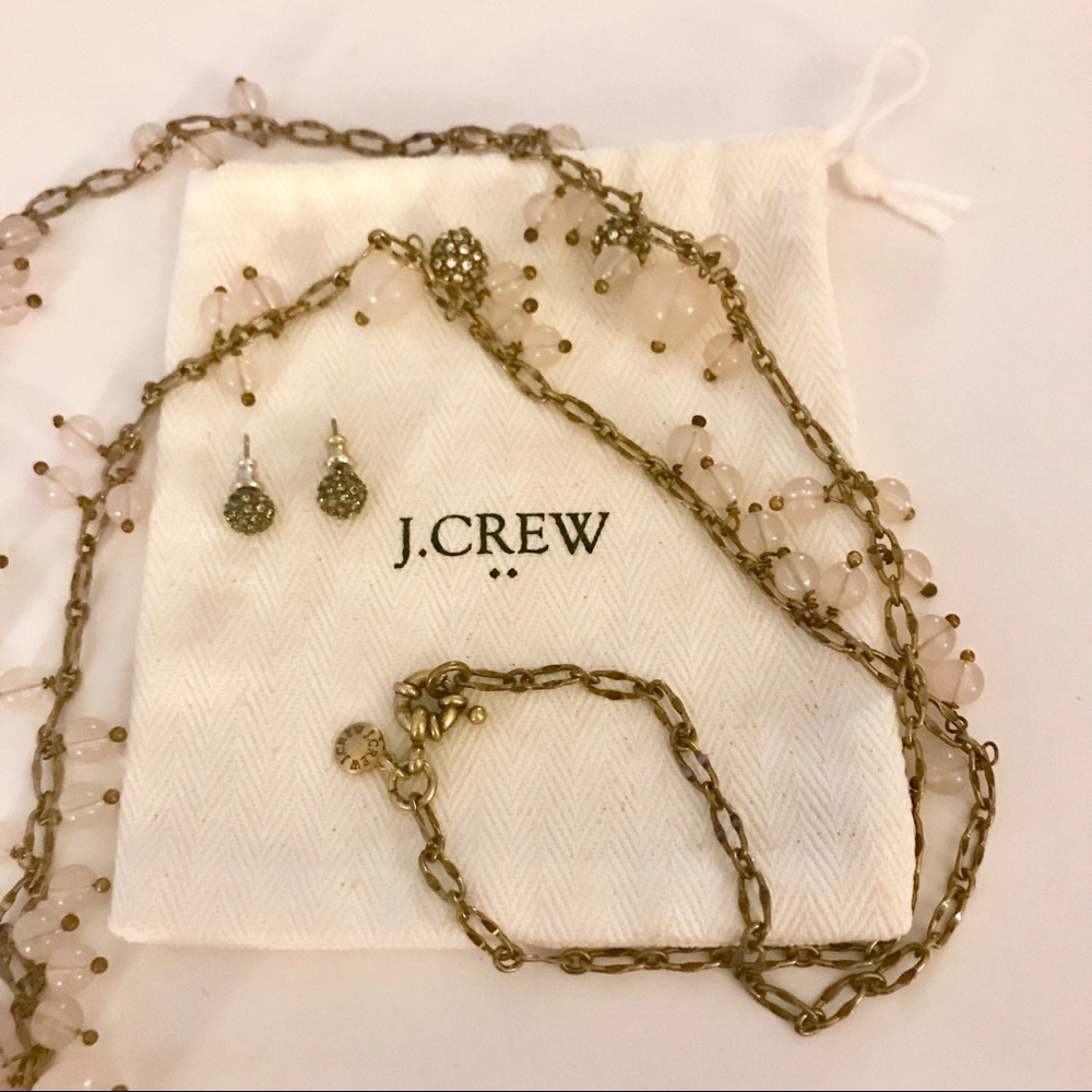 J.Crew Pink Lucite & Rhinestone Statement Necklace
